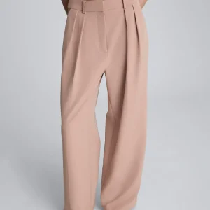 Pantalón ancho de cintura alta con doble pliegue para mujer