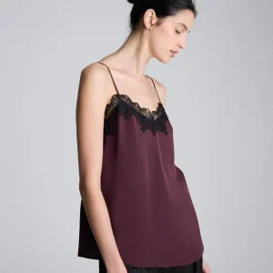 Top de tiras liso con satín para mujer