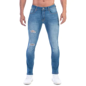 Pantalón Mezclilla Stretch Hombre Desgastado