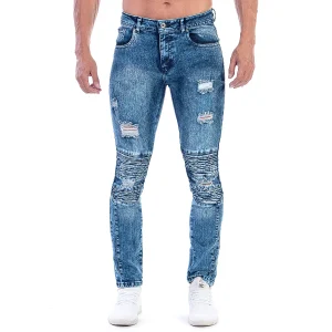 Pantalón Mezclilla Stretch Hombre Biker Acid Wash