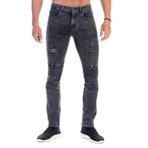 Pantalón Mezclilla Stretch Hombre Biker Acid Wash