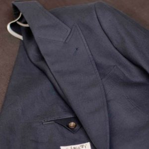 Traje MTM LINO 100% Azul Marino Solapas Punta de Lanza 11cm