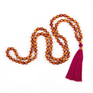 Collar de meditación Mala de madera con aroma de sándalo y borla de colores